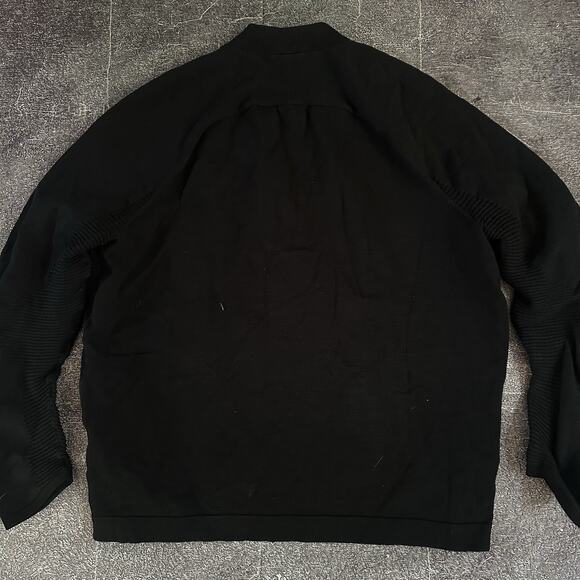 Men's Nike Tech Knit Fleece Black Full Zip Up Cotton Nylon Bomber Jacket Sz XL - Picture 4 of 4